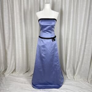 Bill Levkoff Dress Womens 6 Purple Strapless Satin A Line Bow Maxi Gown Formal